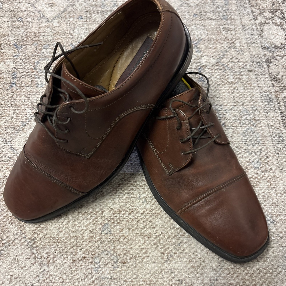 Florsheim Comfortech Oxford Dress Shoes Mens 10 1/2‎ Brown Cap Toe Leather